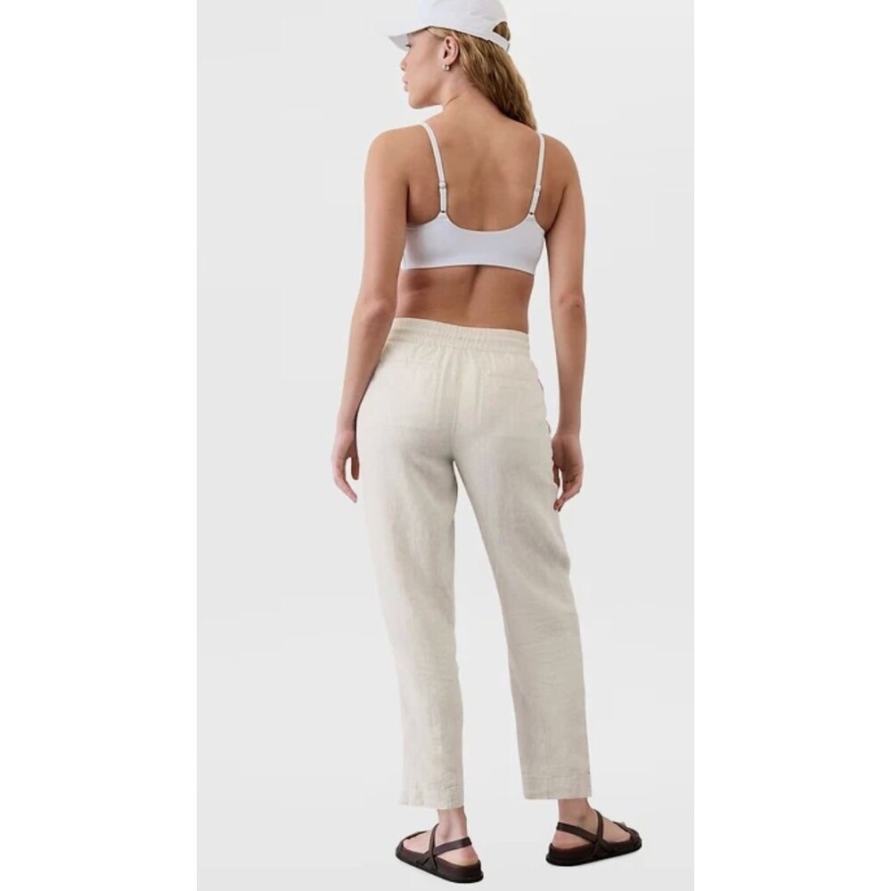 Athleta XS Retreat Linen High Rise Ankle Pants Relaxed White Summer Pants - Picture 2 of 13